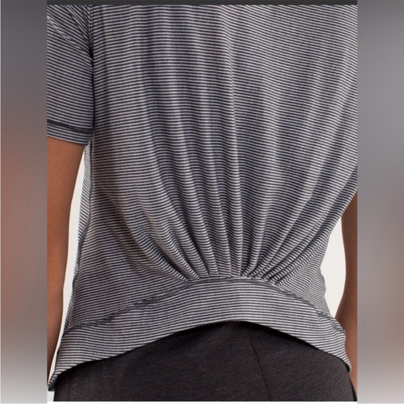 Lululemon Calm Short Sleeved Tshirt In Tonka Stripe Burnout Coal - Picture 7 of 7